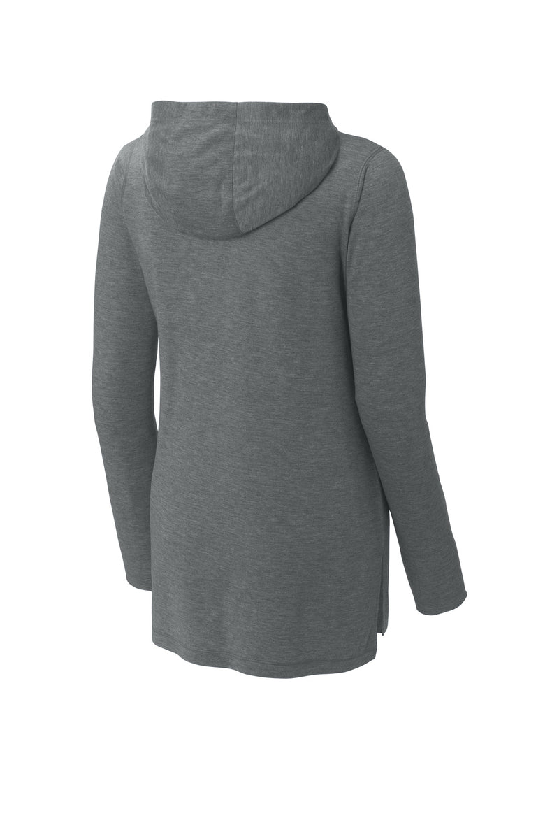 Sport-Tek Women's PosiCharge  Tri-Blend Wicking Long Sleeve Hoodie - Dark Grey Heather