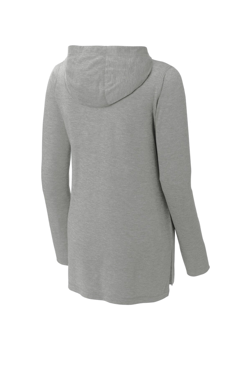 Sport-Tek Women's PosiCharge  Tri-Blend Wicking Long Sleeve Hoodie - Light Grey Heather