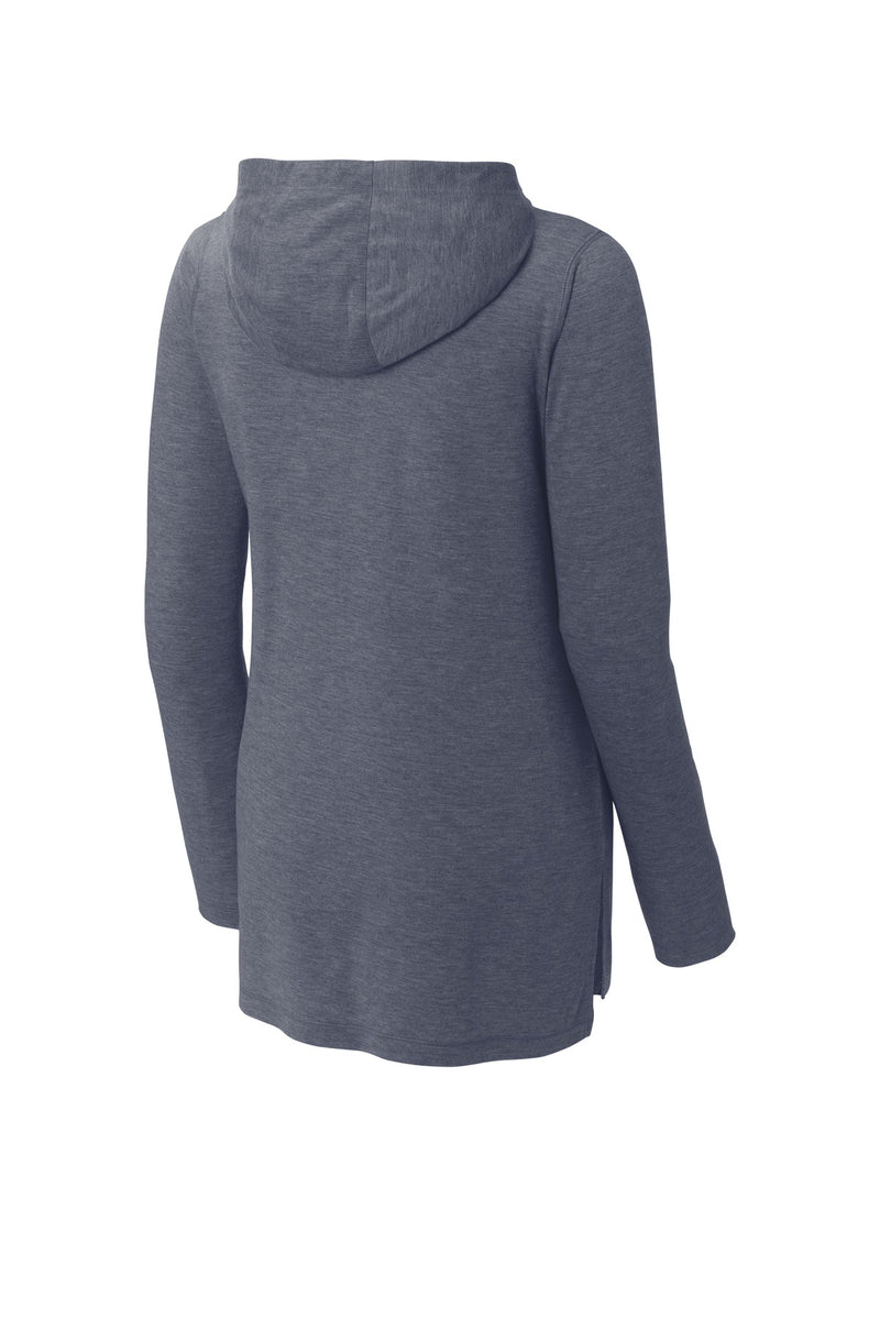 Sport-Tek Women's PosiCharge  Tri-Blend Wicking Long Sleeve Hoodie - True Navy Heather