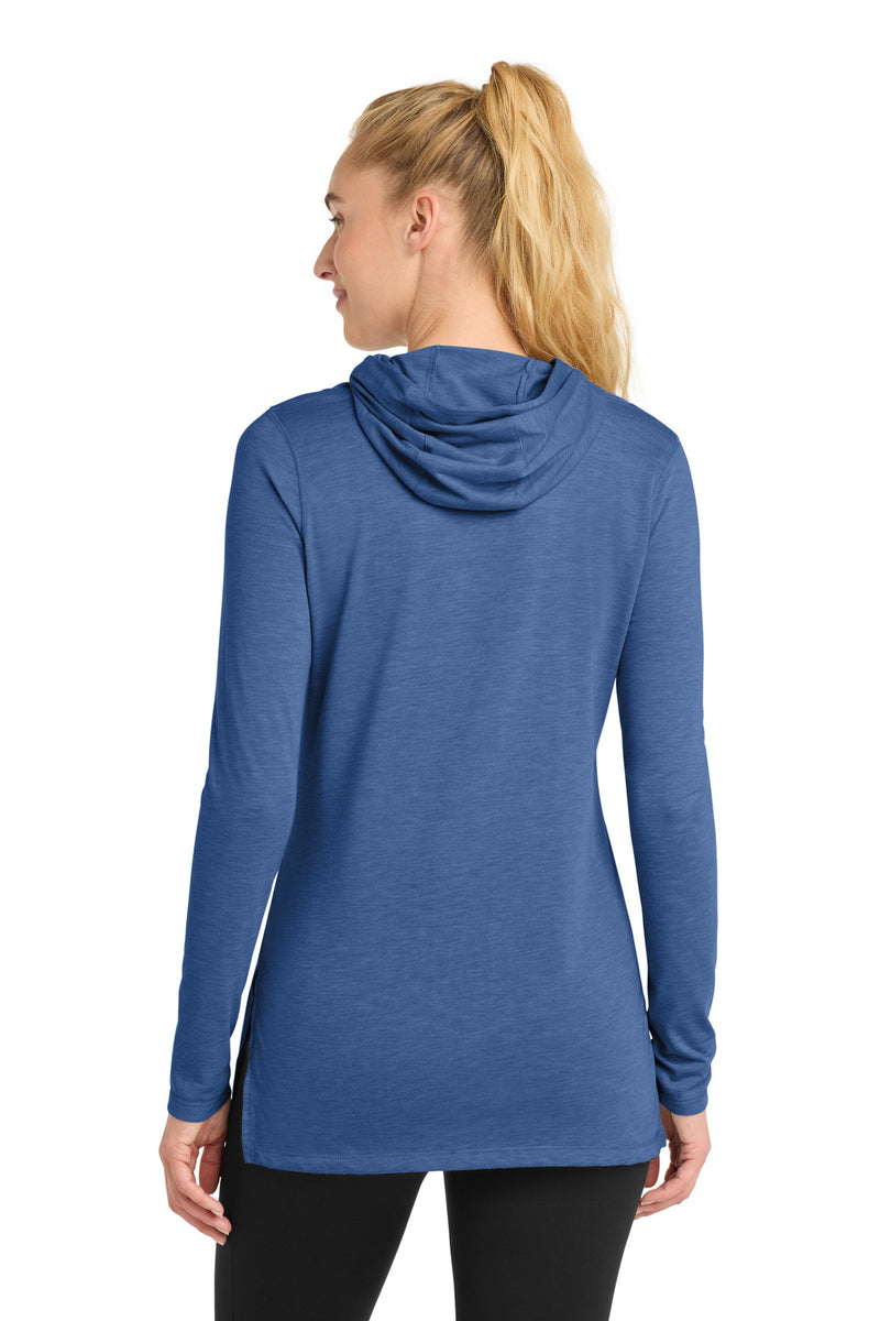 Sport-Tek Women's PosiCharge  Tri-Blend Wicking Long Sleeve Hoodie - True Royal Heather
