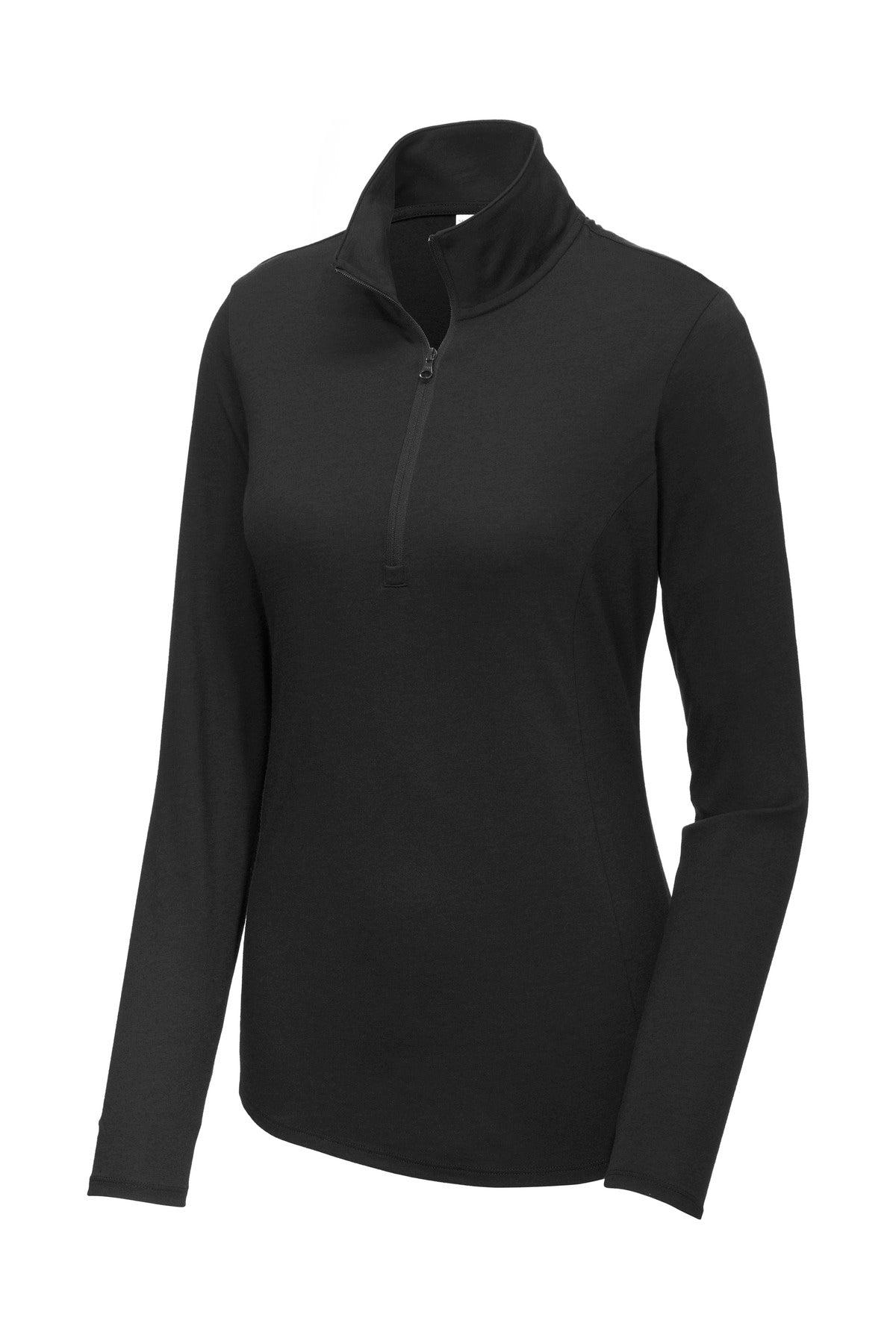 Sport-Tek  Women's PosiCharge  Tri-Blend Wicking 1/4-Zip Pullover - Black Triad Solid