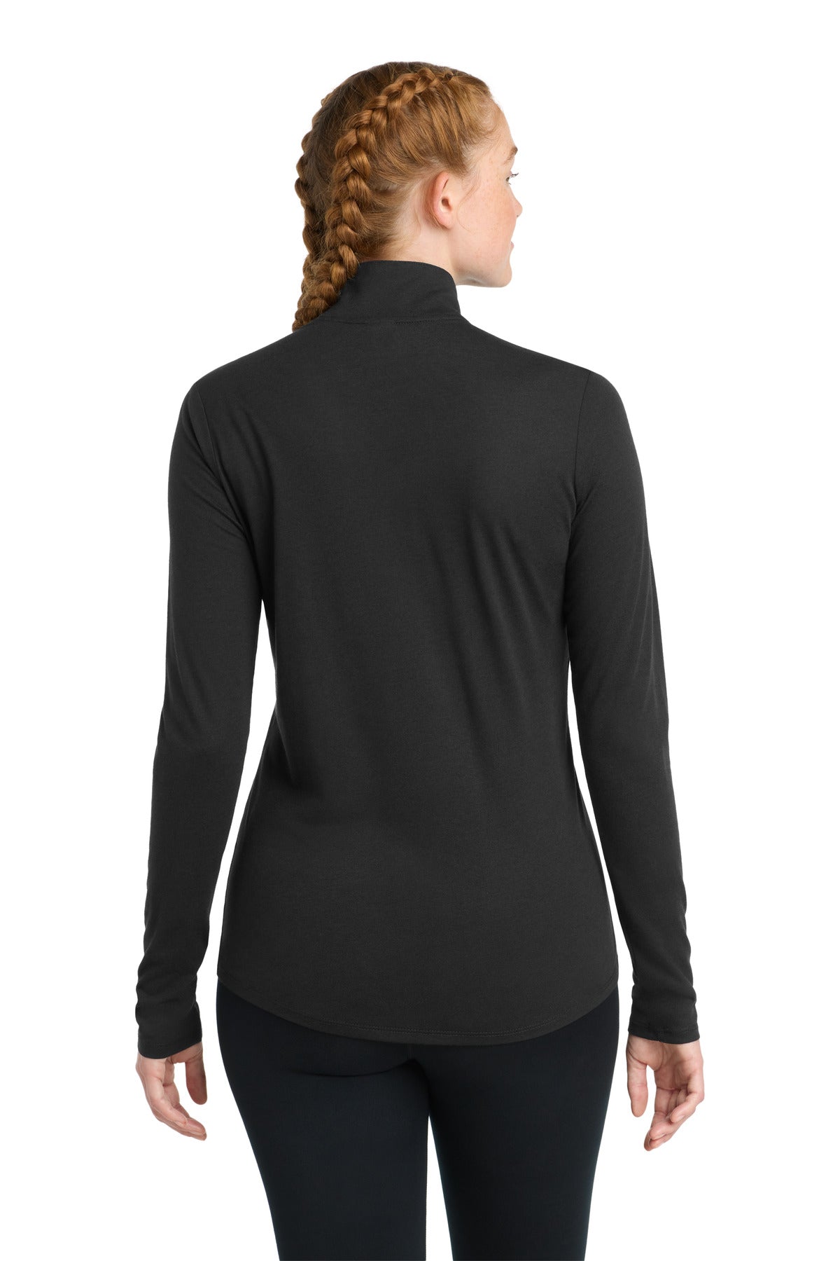 Sport-Tek  Women's PosiCharge  Tri-Blend Wicking 1/4-Zip Pullover - Black Triad Solid