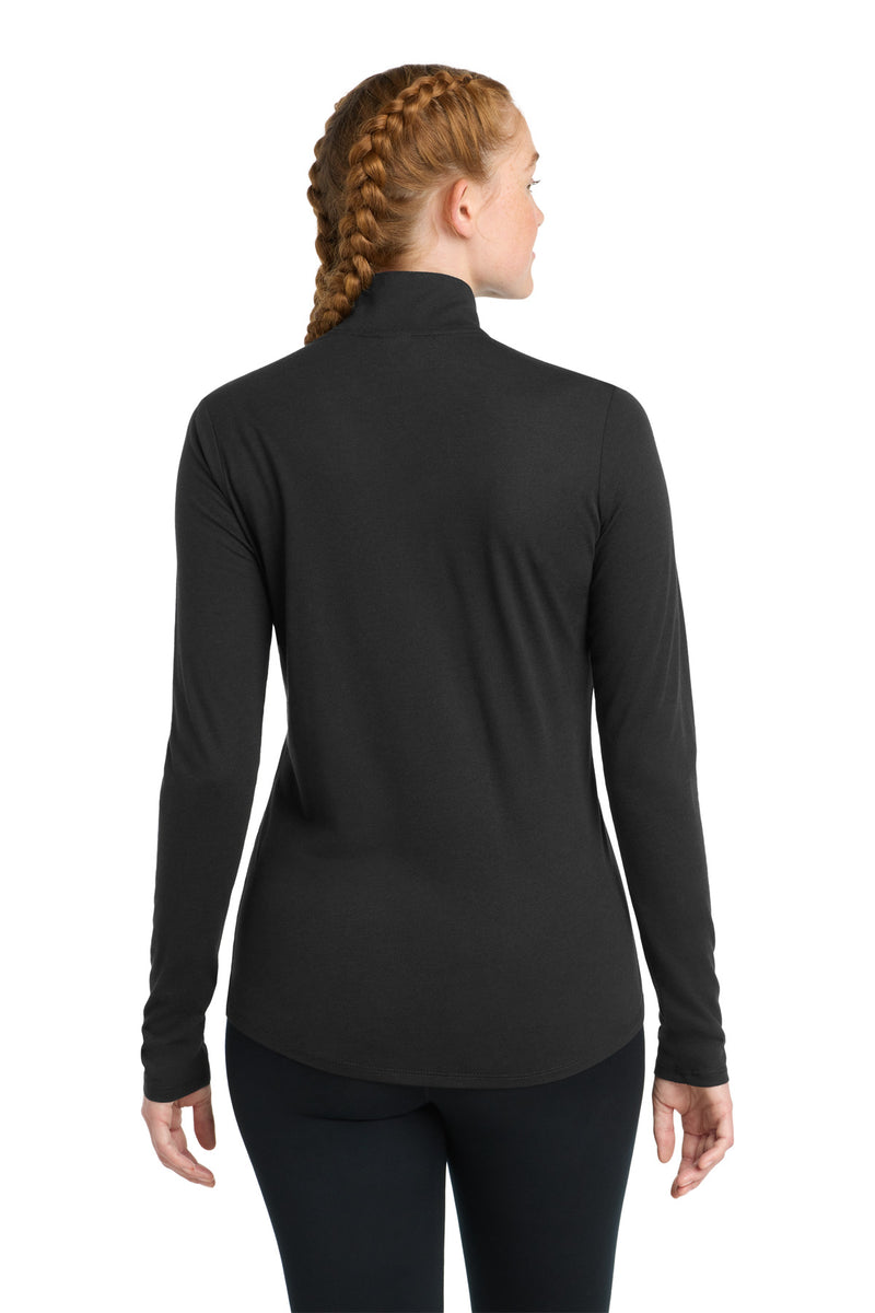 Sport-Tek  Women's PosiCharge  Tri-Blend Wicking 1/4-Zip Pullover - Black Triad Solid