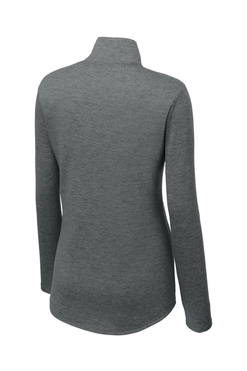Sport-Tek  Women's PosiCharge  Tri-Blend Wicking 1/4-Zip Pullover - Dark Grey Heather
