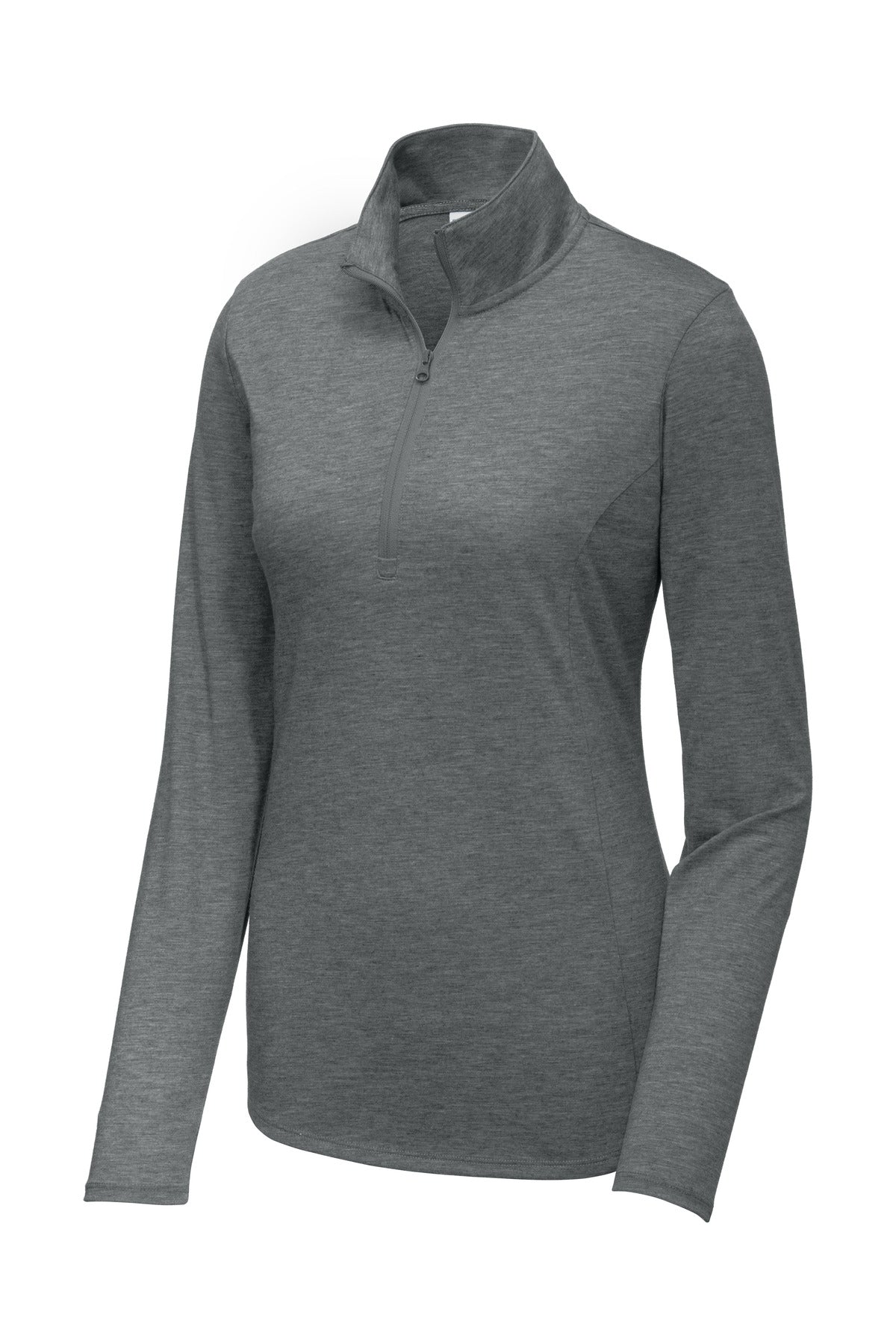 Sport-Tek  Women's PosiCharge  Tri-Blend Wicking 1/4-Zip Pullover - Dark Grey Heather