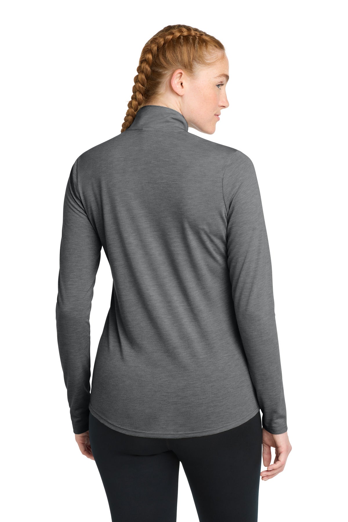 Sport-Tek  Women's PosiCharge  Tri-Blend Wicking 1/4-Zip Pullover - Dark Grey Heather