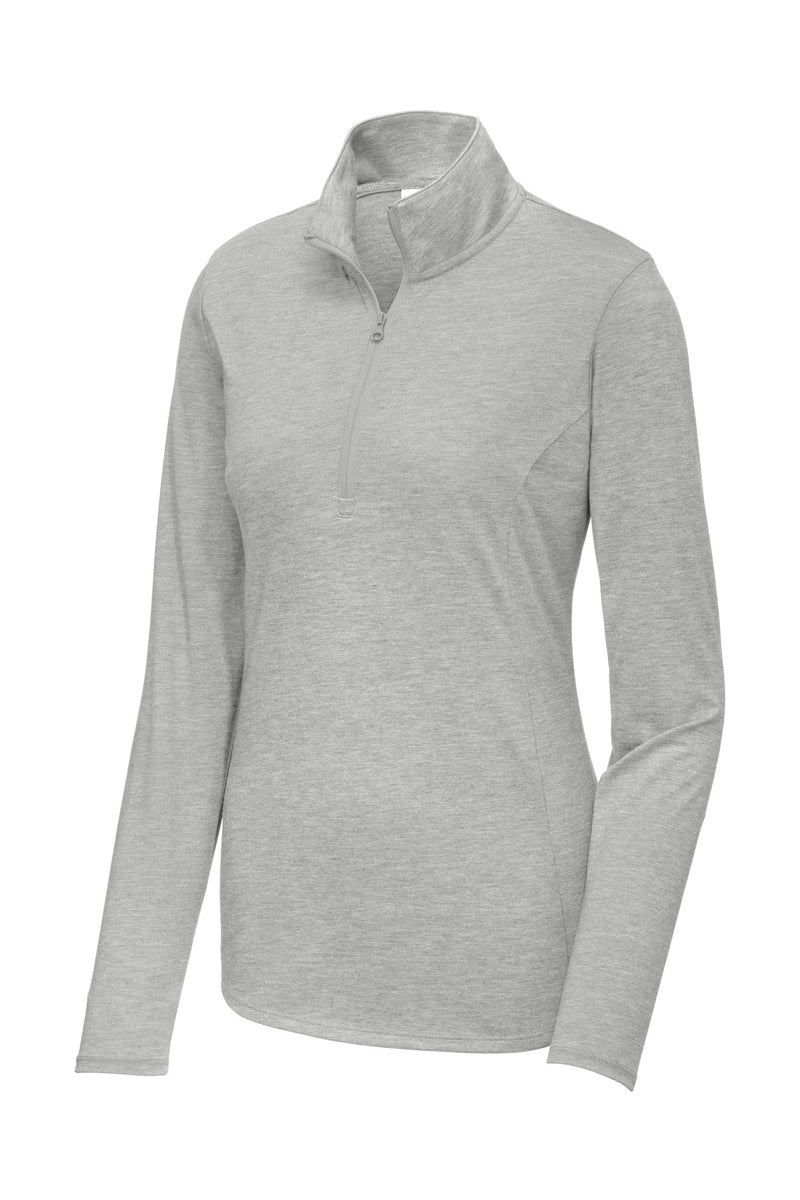 Sport-Tek  Women's PosiCharge  Tri-Blend Wicking 1/4-Zip Pullover - Light Grey Heather