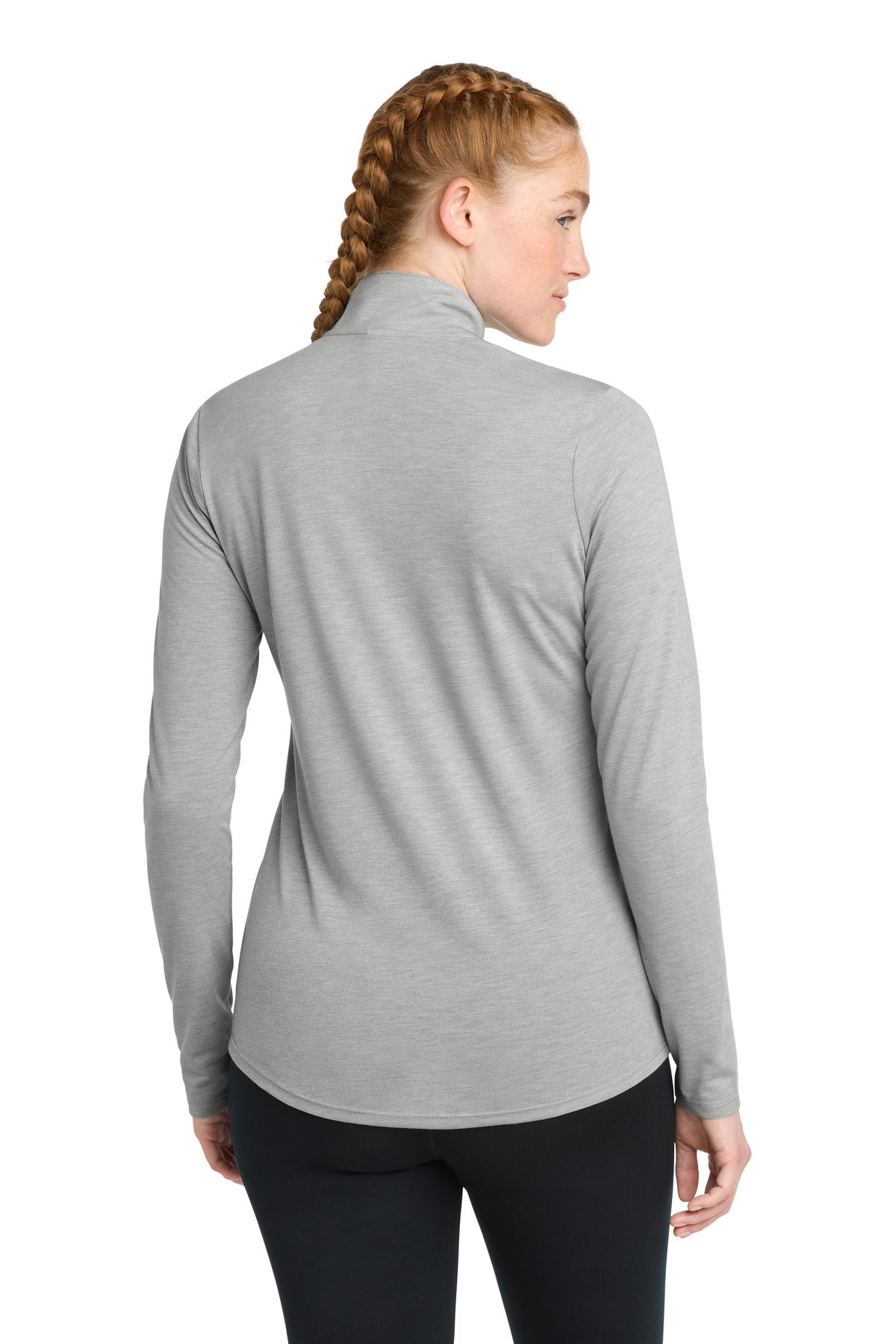 Sport-Tek  Women's PosiCharge  Tri-Blend Wicking 1/4-Zip Pullover - Light Grey Heather