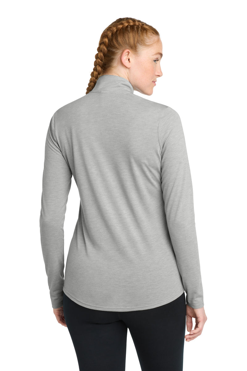 Sport-Tek  Women's PosiCharge  Tri-Blend Wicking 1/4-Zip Pullover - Light Grey Heather