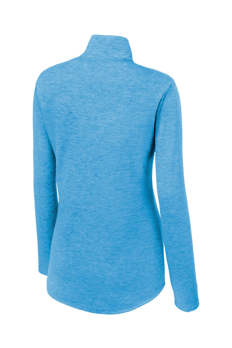 Sport-Tek  Women's PosiCharge  Tri-Blend Wicking 1/4-Zip Pullover - Pond Blue Heather