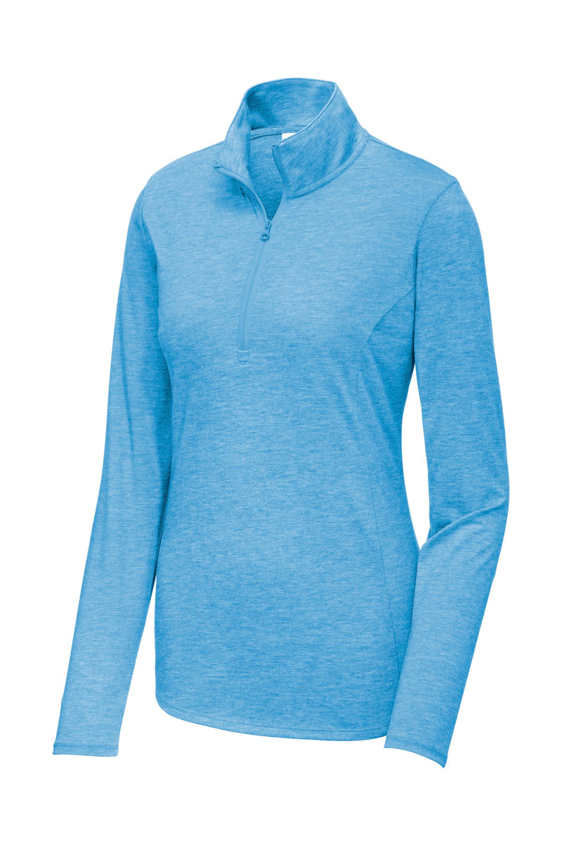 Sport-Tek  Women's PosiCharge  Tri-Blend Wicking 1/4-Zip Pullover - Pond Blue Heather