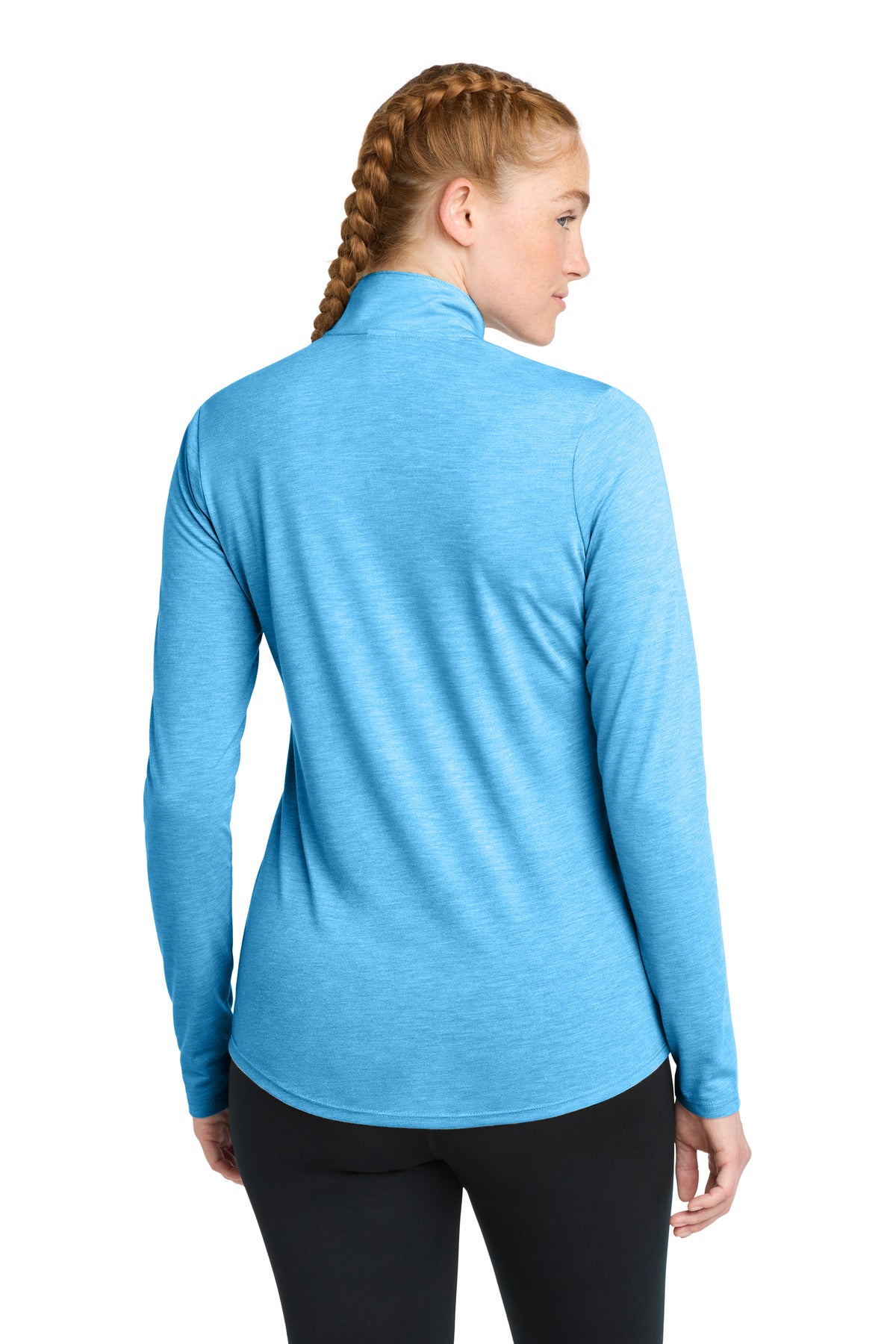 Sport-Tek  Women's PosiCharge  Tri-Blend Wicking 1/4-Zip Pullover - Pond Blue Heather