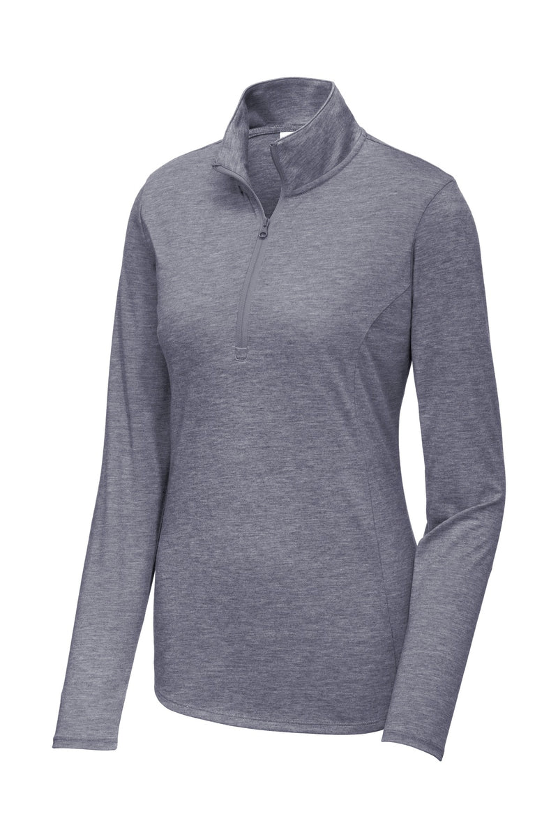 Sport-Tek  Women's PosiCharge  Tri-Blend Wicking 1/4-Zip Pullover - True Navy Heather