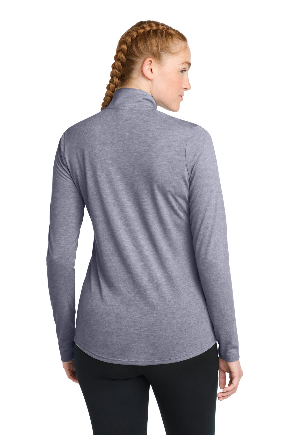 Sport-Tek  Women's PosiCharge  Tri-Blend Wicking 1/4-Zip Pullover - True Navy Heather