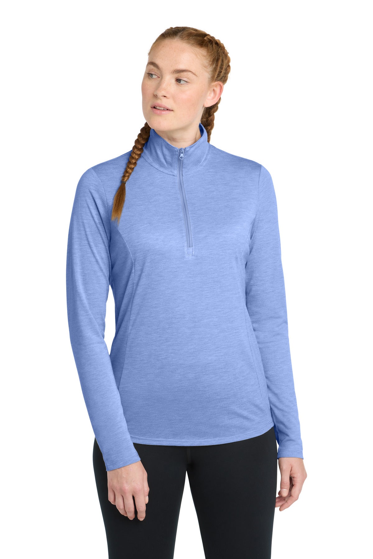 Sport-Tek  Women's PosiCharge  Tri-Blend Wicking 1/4-Zip Pullover - True Royal Heather