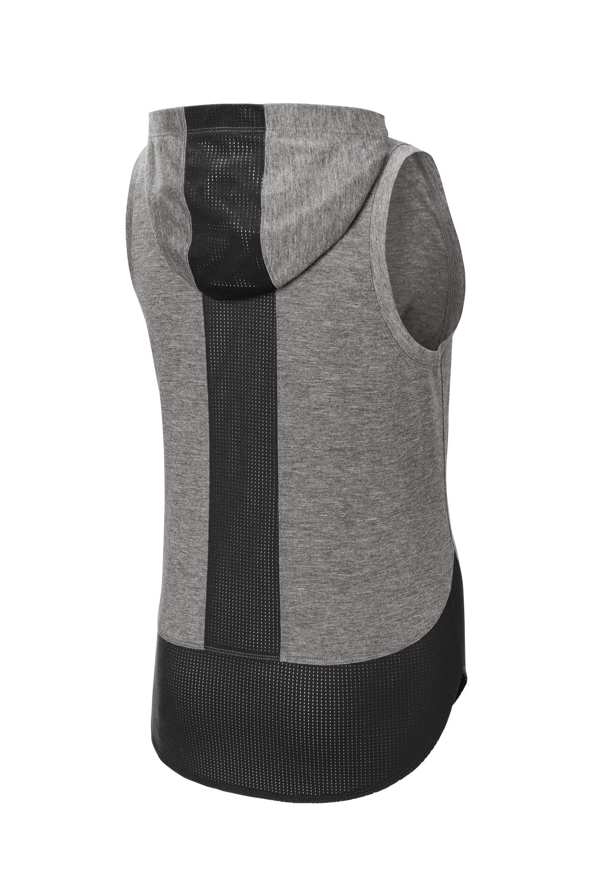 Sport-Tek  Women's PosiCharge  Tri-Blend Wicking Draft Hoodie Tank - Black/ Dark Grey Heather