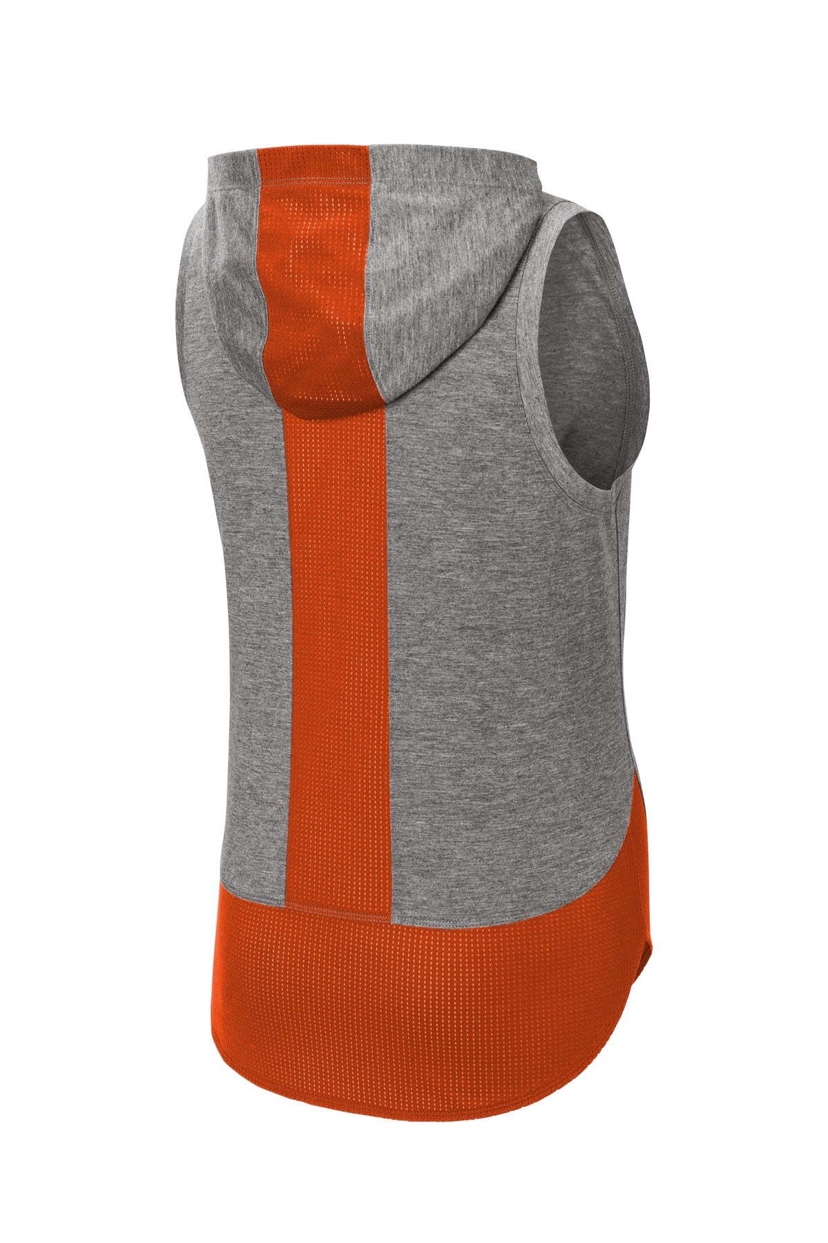 Sport-Tek  Women's PosiCharge  Tri-Blend Wicking Draft Hoodie Tank - Deep Orange/ Dark Grey Heather