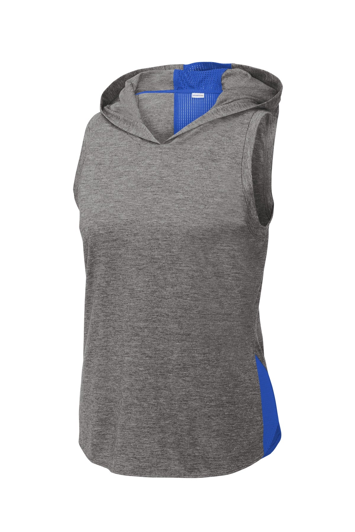 Sport-Tek  Women's PosiCharge  Tri-Blend Wicking Draft Hoodie Tank - True Royal/ Dark Grey Heather