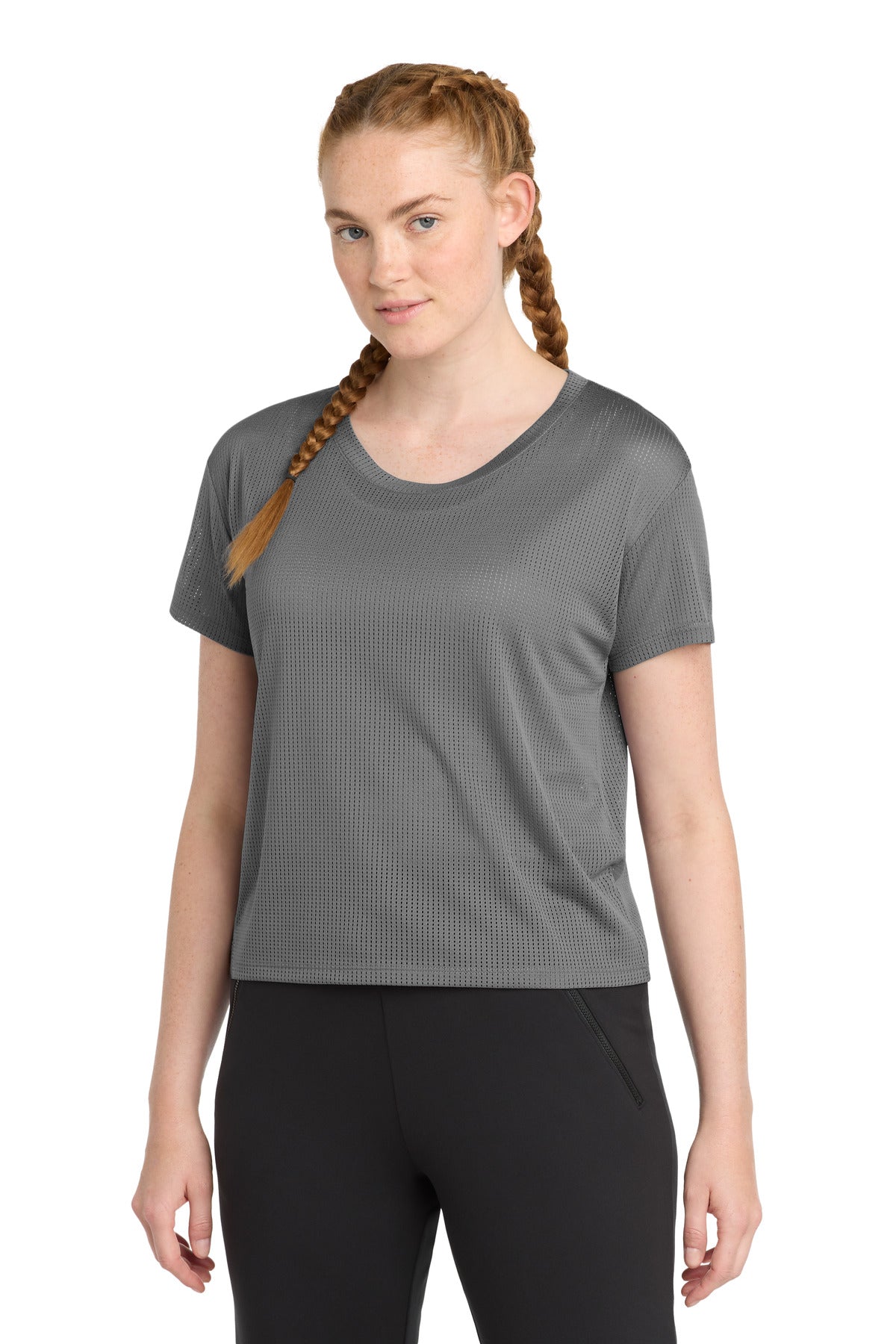 Sport-Tek  Women's PosiCharge  Draft Crop Tee - Dark Grey