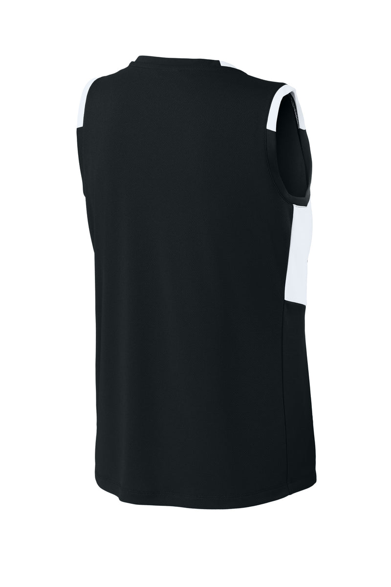 Sport-Tek Women's Club Sleeveless V-Neck - Black/ White