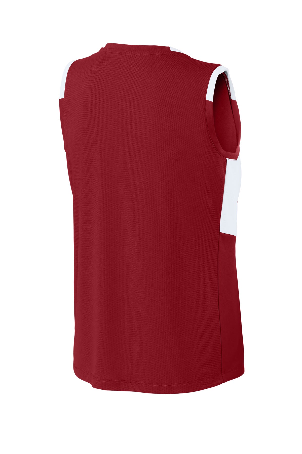Sport-Tek Women's Club Sleeveless V-Neck - Deep Red/ White