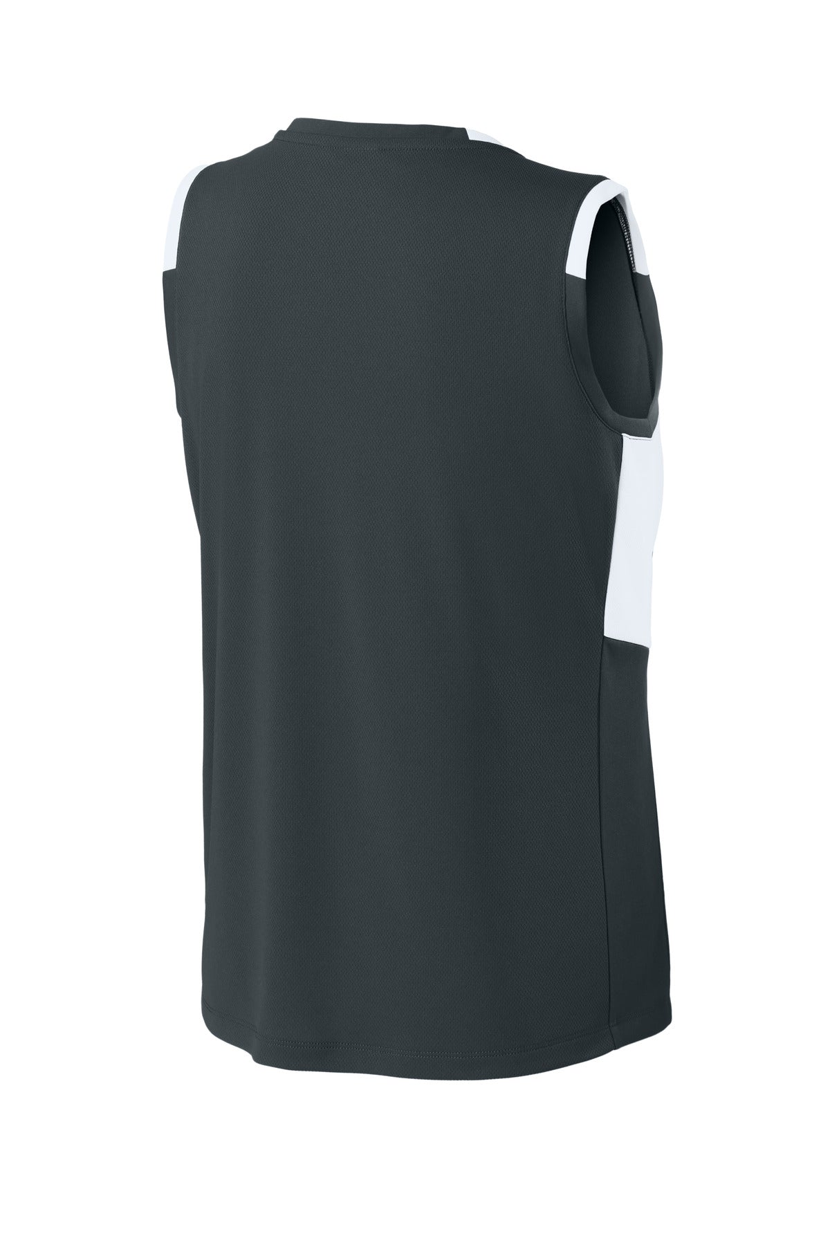 Sport-Tek Women's Club Sleeveless V-Neck - Iron Grey/ White