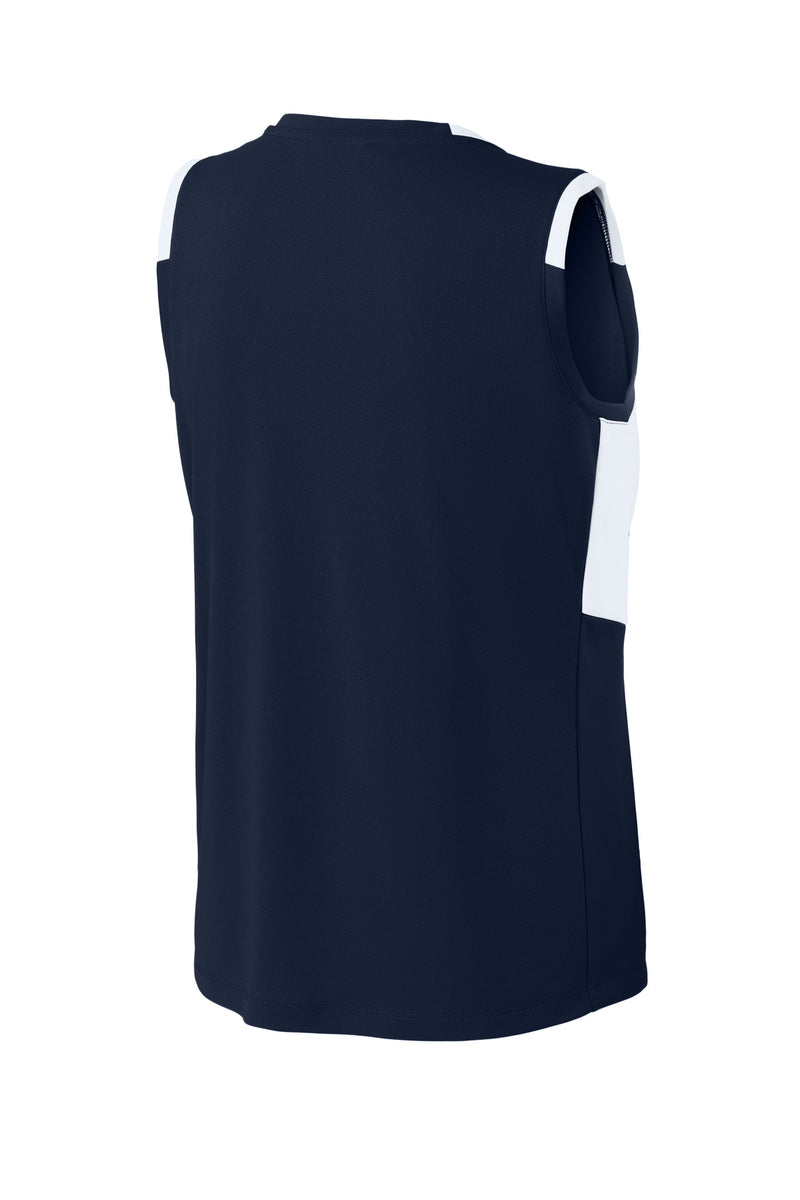 Sport-Tek Women's Club Sleeveless V-Neck - True Navy/ White