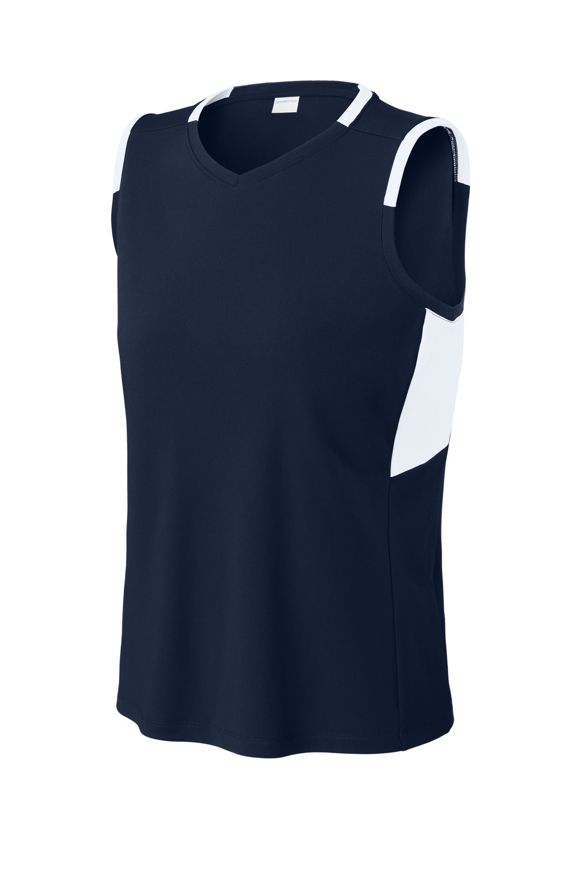Sport-Tek Women's Club Sleeveless V-Neck - True Navy/ White