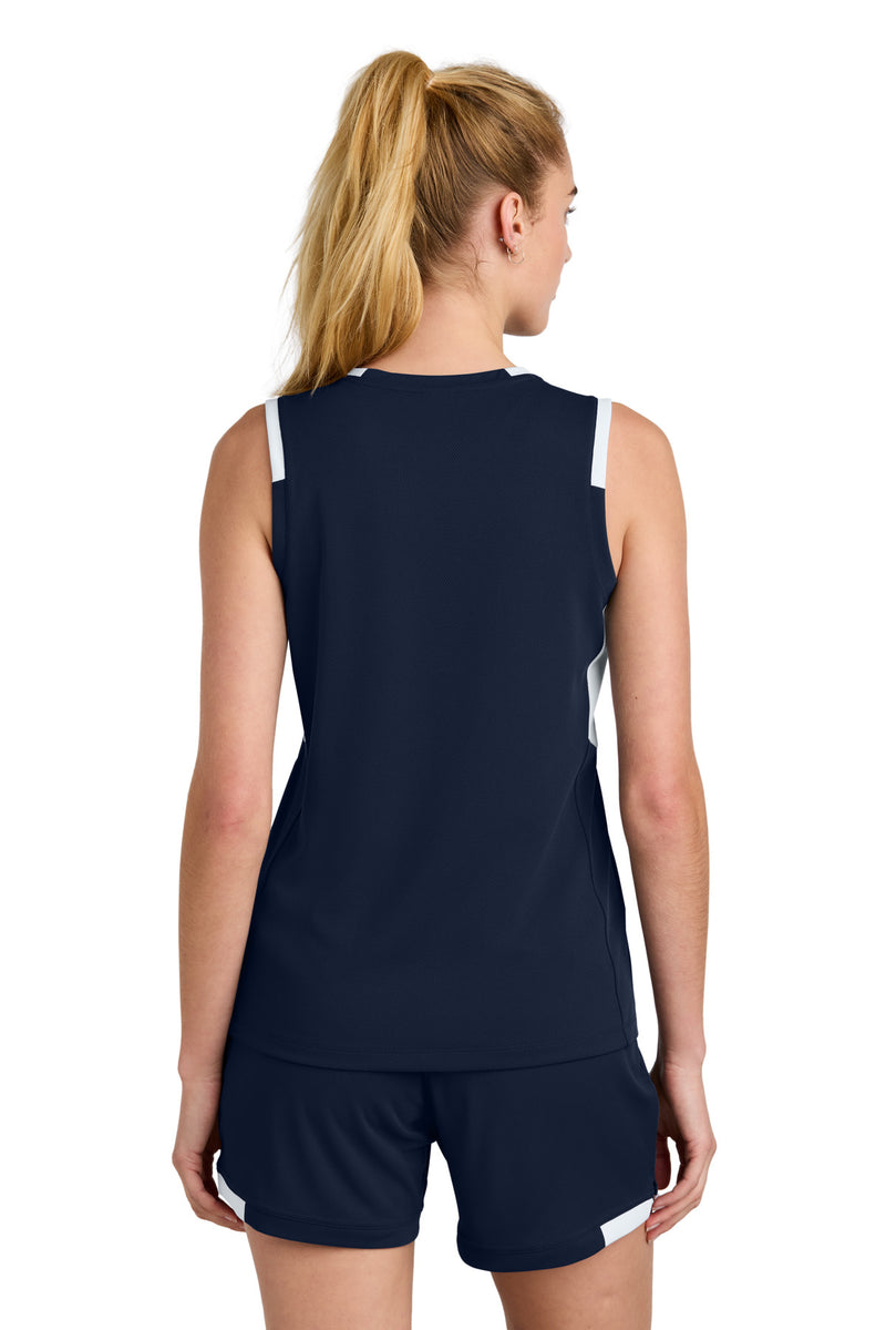 Sport-Tek Women's Club Sleeveless V-Neck - True Navy/ White