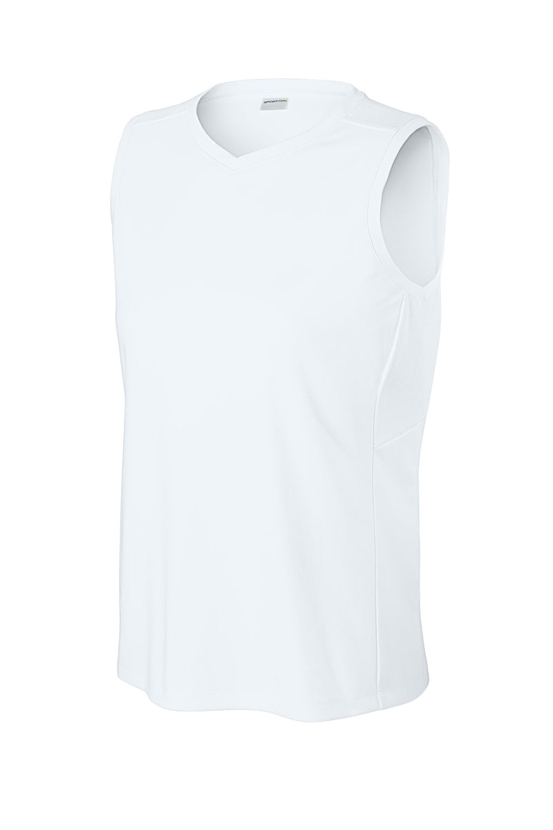 Sport-Tek Women's Club Sleeveless V-Neck - White/ White