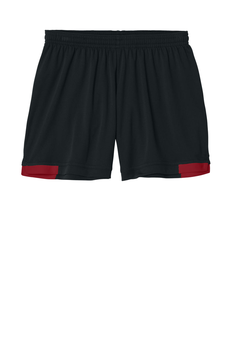 Sport-Tek Women's Club 5  Short - Black/ Deep Red