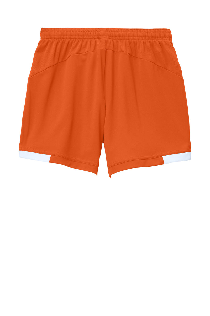 Sport-Tek Women's Club 5  Short - Deep Orange/ White