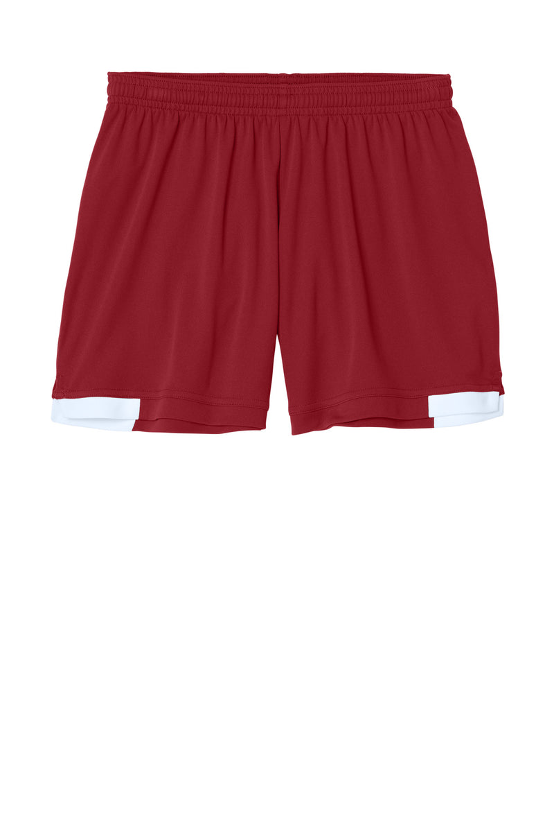 Sport-Tek Women's Club 5  Short - Deep Red/ White
