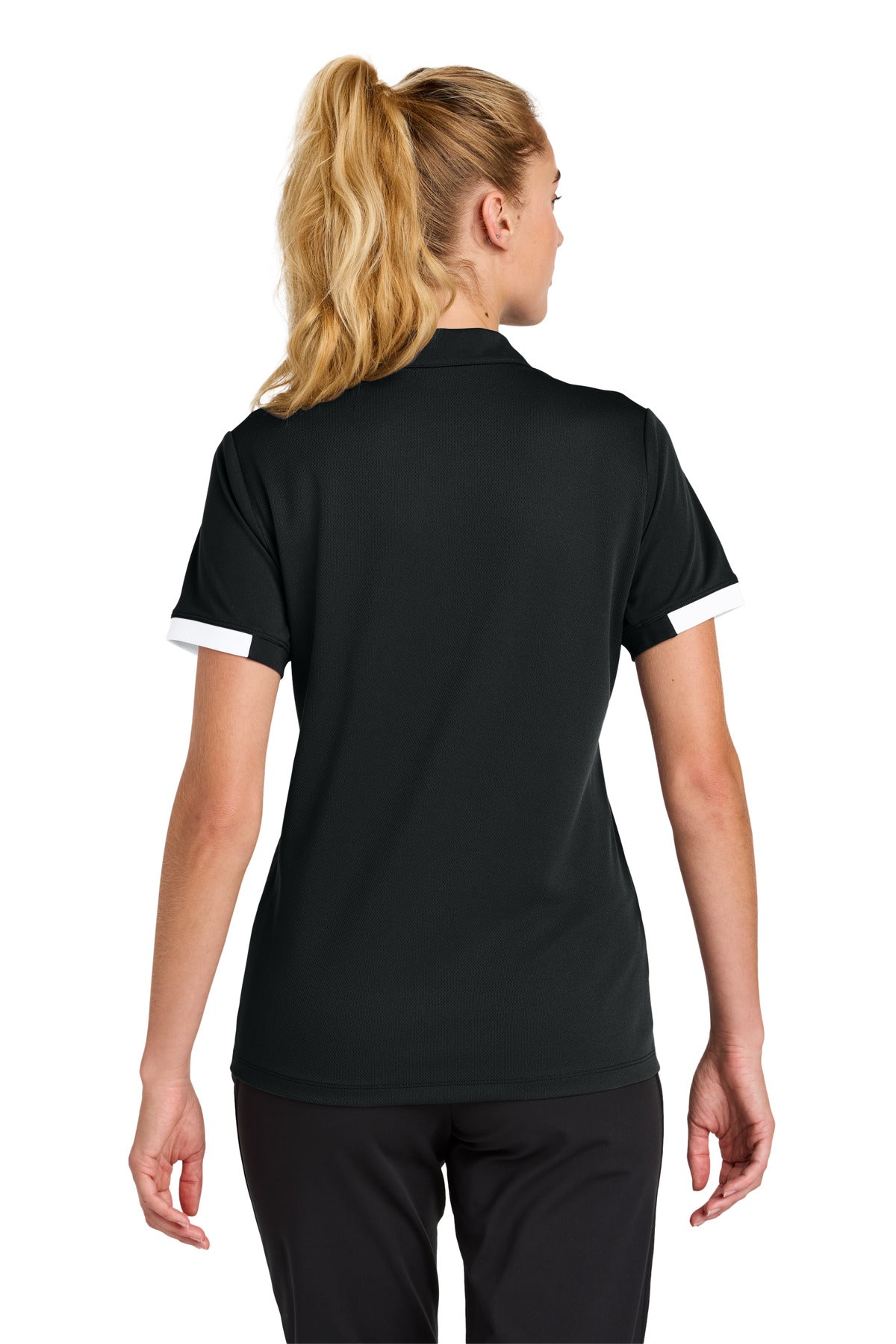 Sport-Tek Women's Club Colorblock Polo - Black/ White
