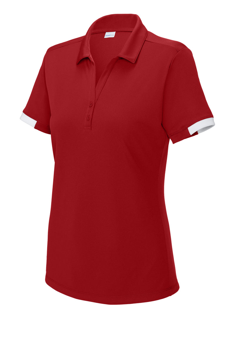 Sport-Tek Women's Club Colorblock Polo - Deep Red/ White