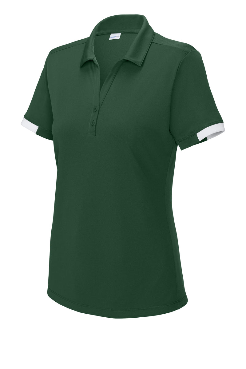 Sport-Tek Women's Club Colorblock Polo - Forest Green/ White