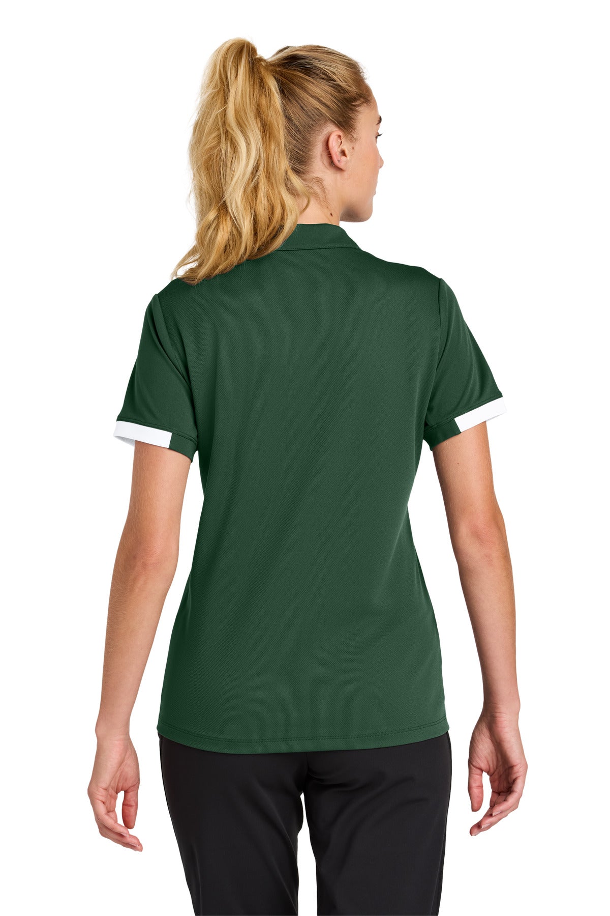 Sport-Tek Women's Club Colorblock Polo - Forest Green/ White