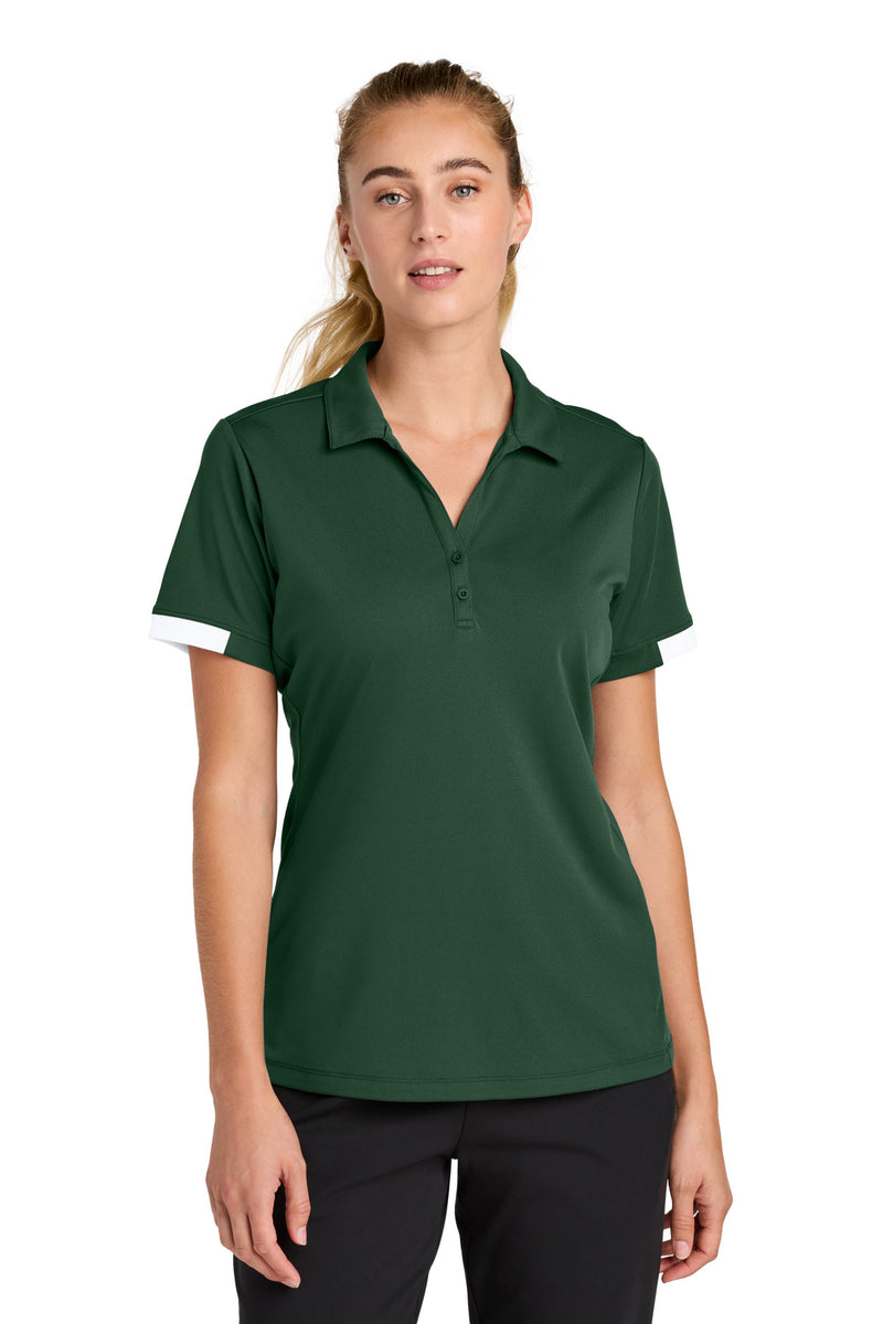 Sport-Tek Women's Club Colorblock Polo - Forest Green/ White
