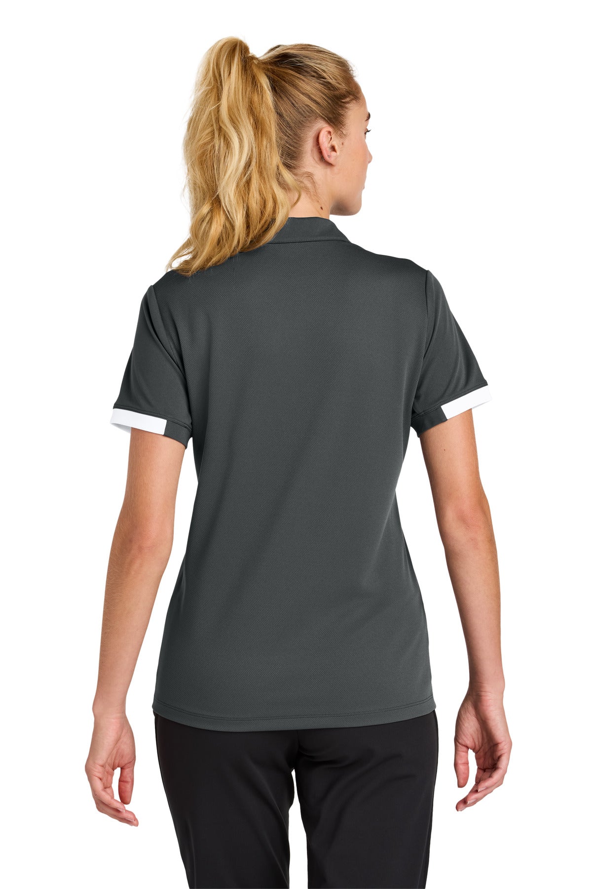 Sport-Tek Women's Club Colorblock Polo - Iron Grey/ White