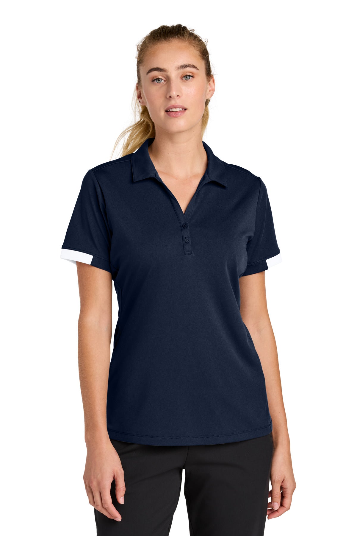 Sport-Tek Women's Club Colorblock Polo - True Navy/ White