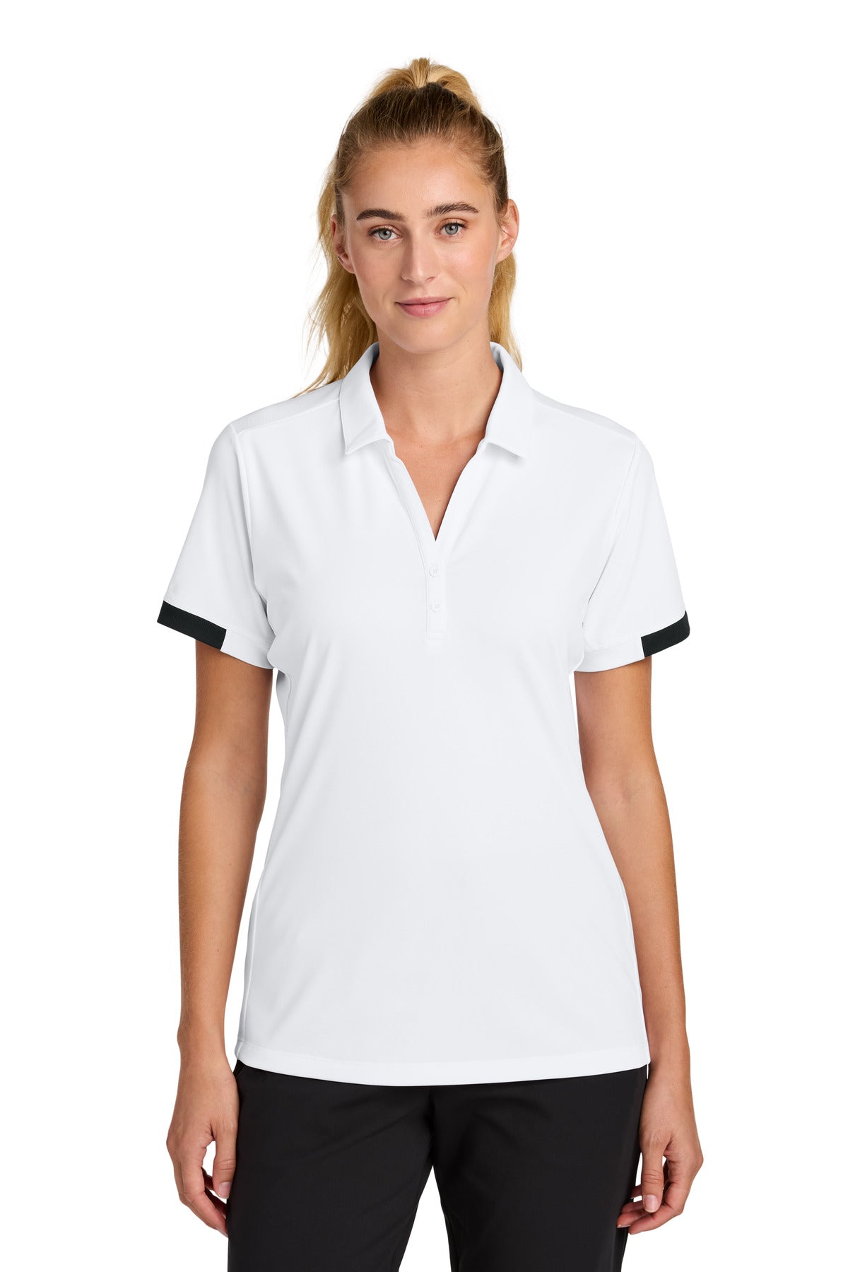 Sport-Tek Women's Club Colorblock Polo - White/ Black