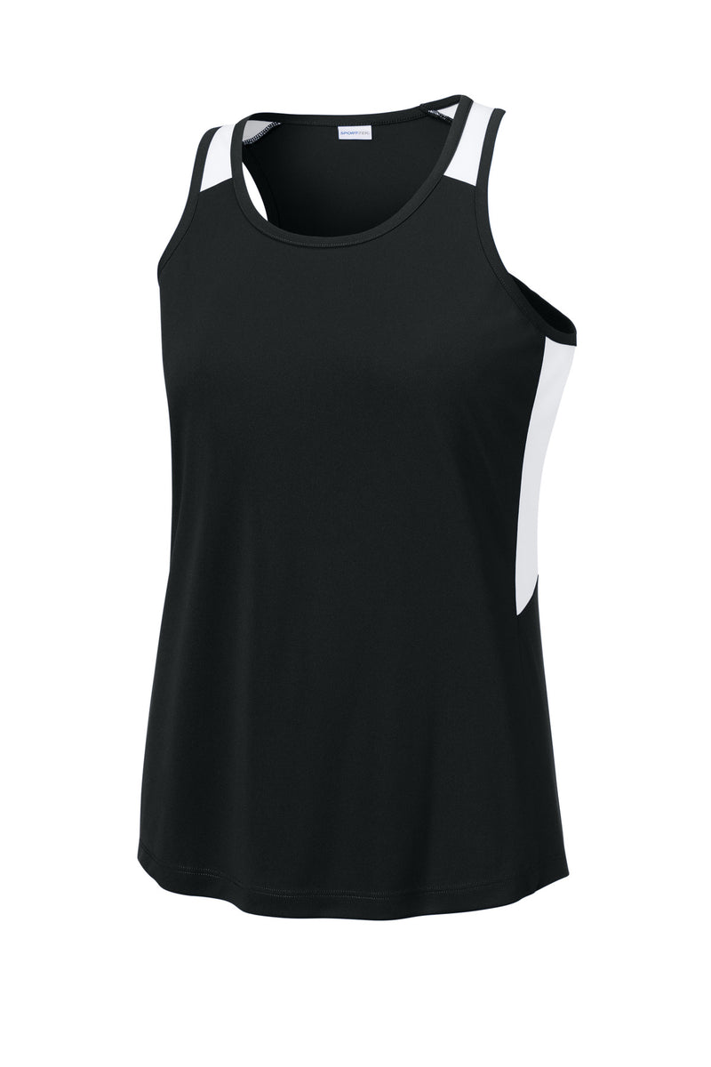 Sport-Tek Women's Club Track Tank - Black/ White