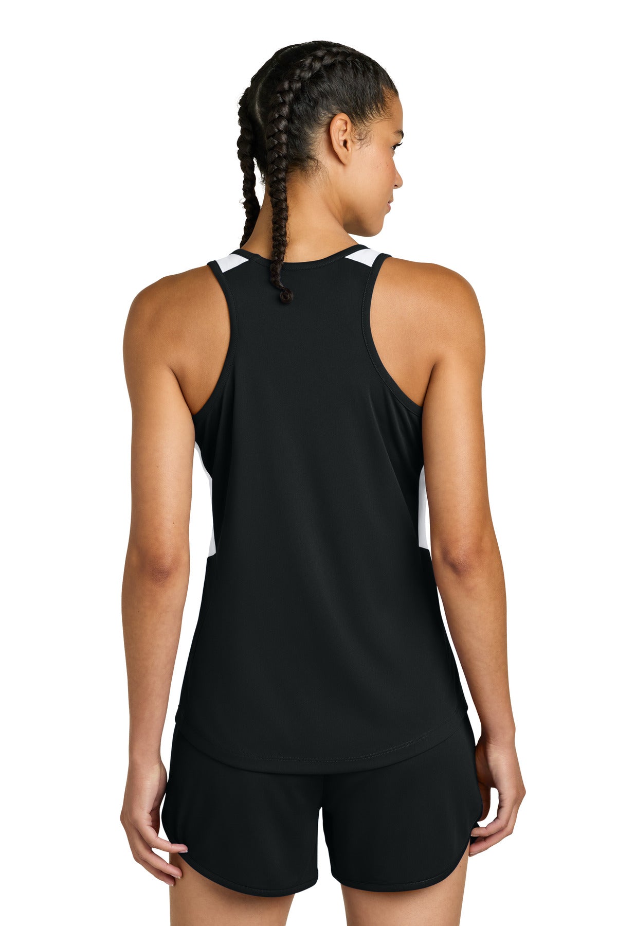 Sport-Tek Women's Club Track Tank - Black/ White