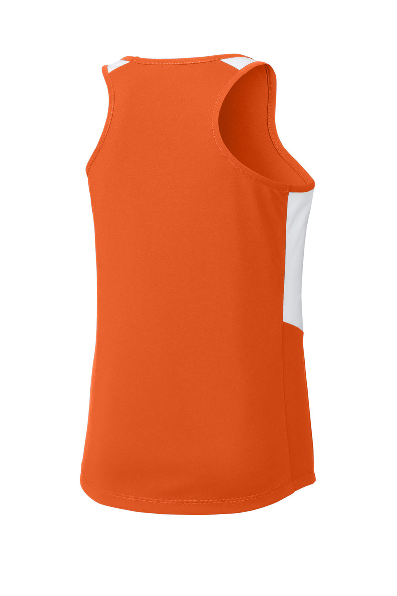 Sport-Tek Women's Club Track Tank - Deep Orange/ White