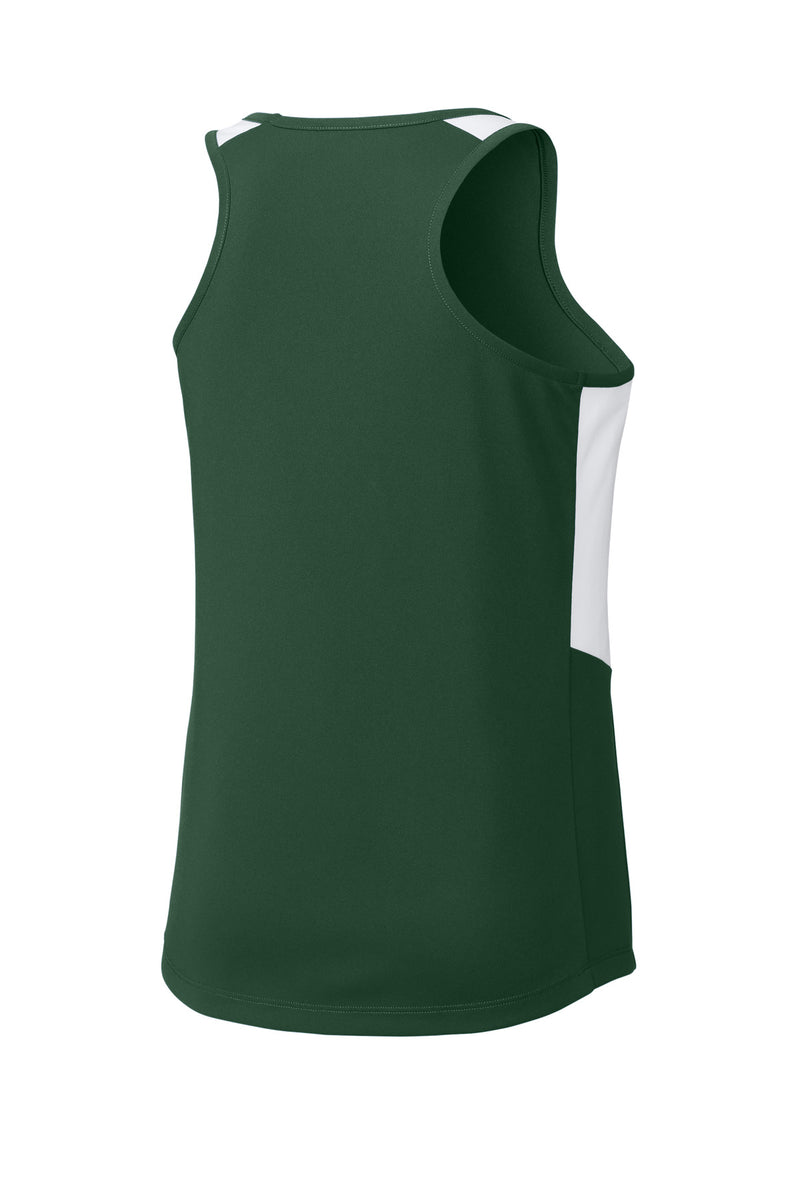 Sport-Tek Women's Club Track Tank - Forest Green/ White