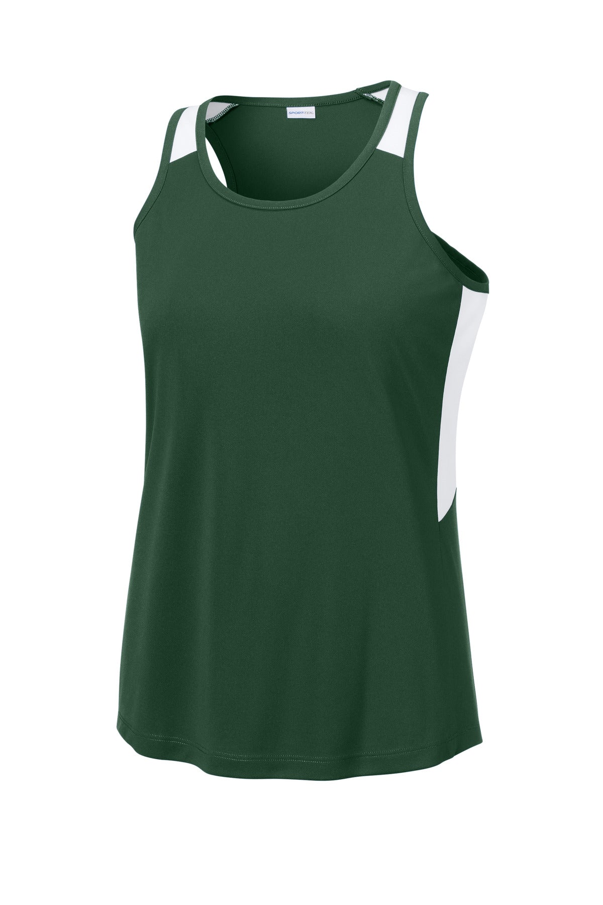 Sport-Tek Women's Club Track Tank - Forest Green/ White