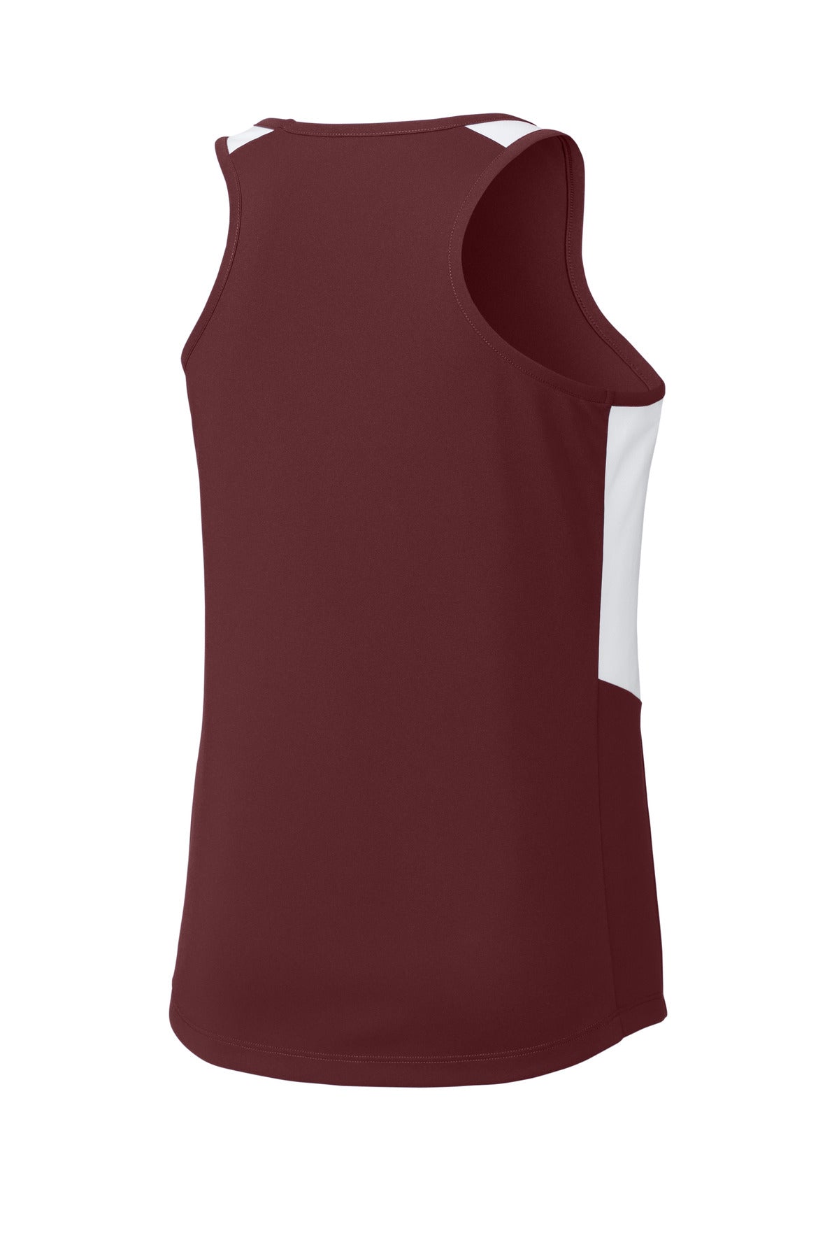 Sport-Tek Women's Club Track Tank - Maroon/ White