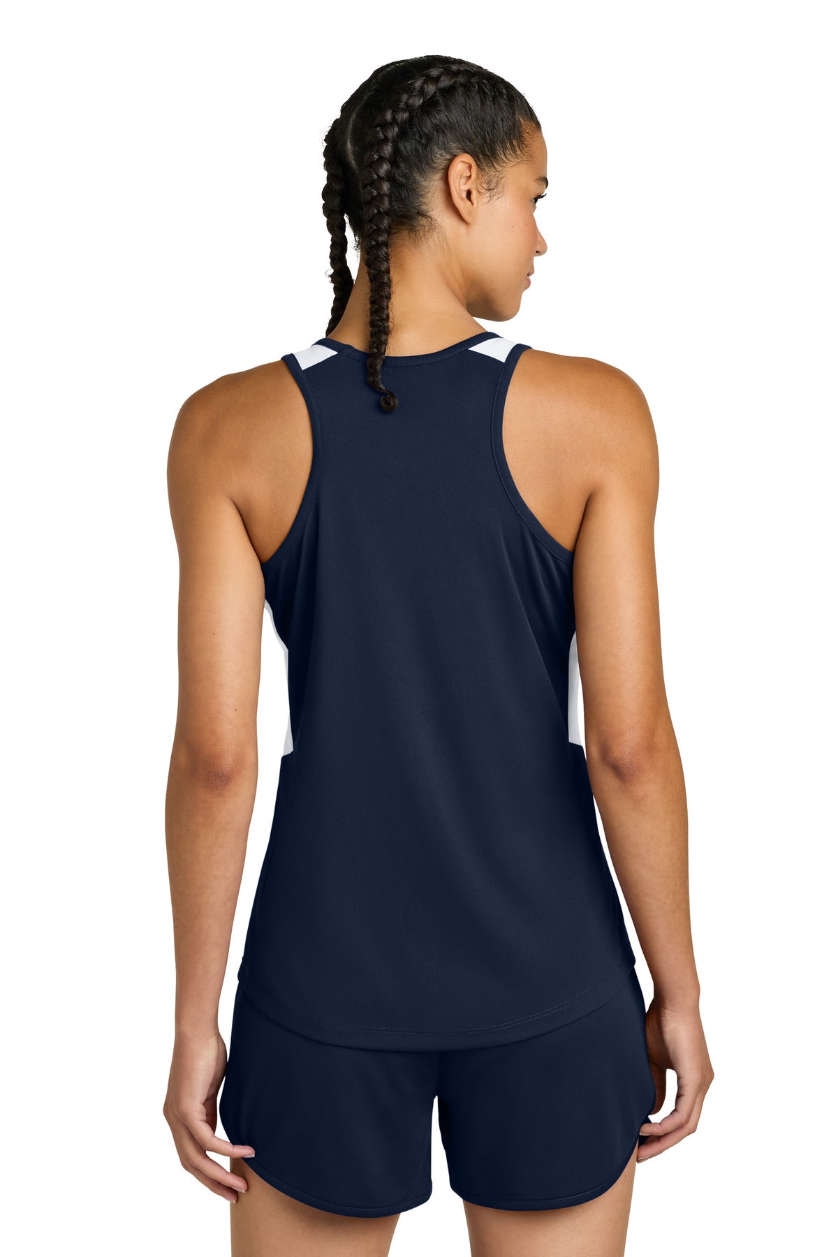 Sport-Tek Women's Club Track Tank - True Navy/ White