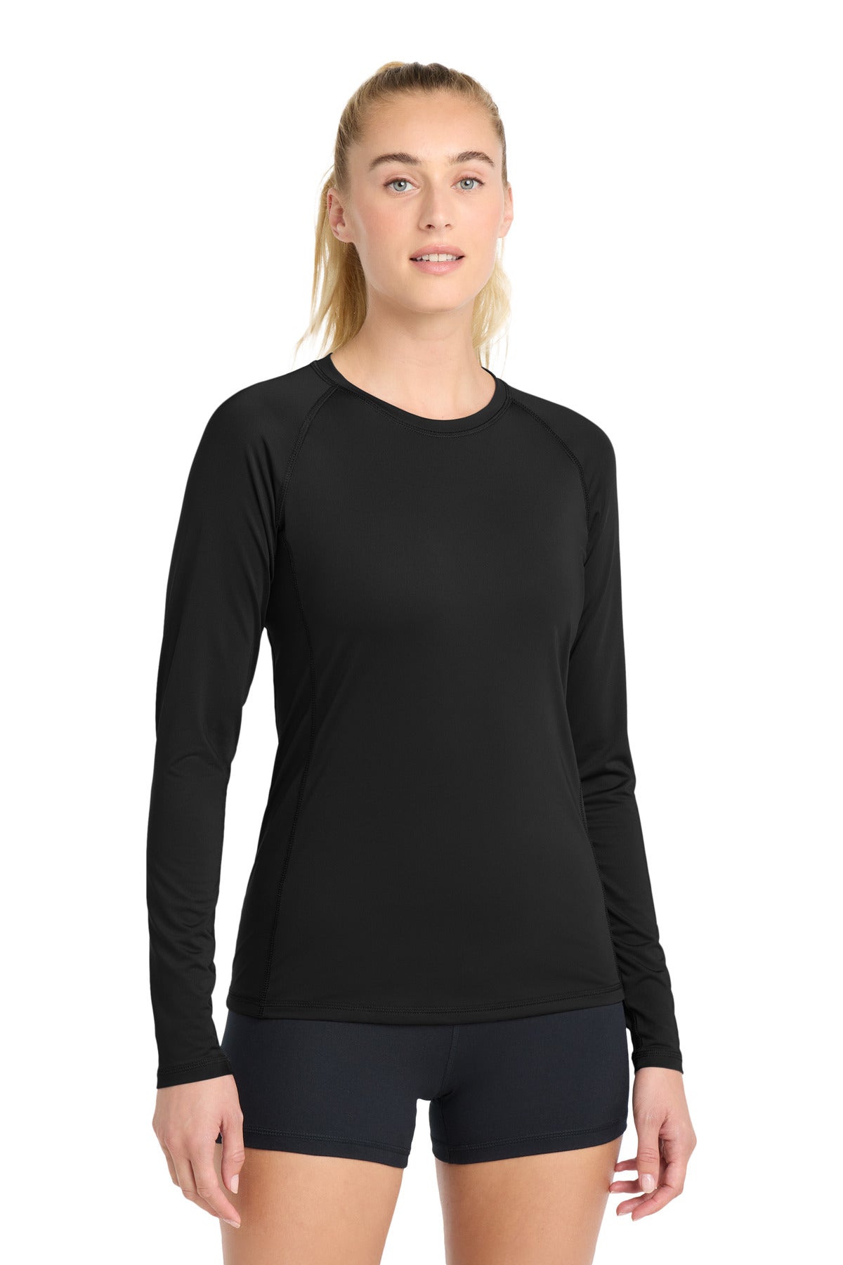 Sport-Tek  Women's Long Sleeve Rashguard Tee - Black