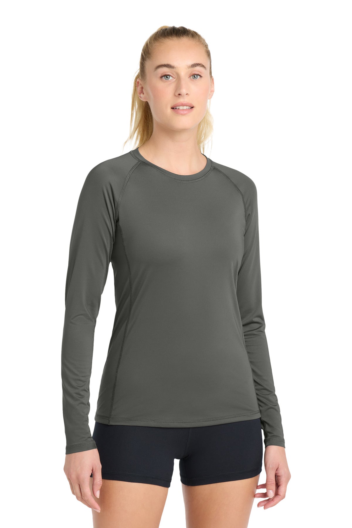 Sport-Tek  Women's Long Sleeve Rashguard Tee - Dark Smoke Grey